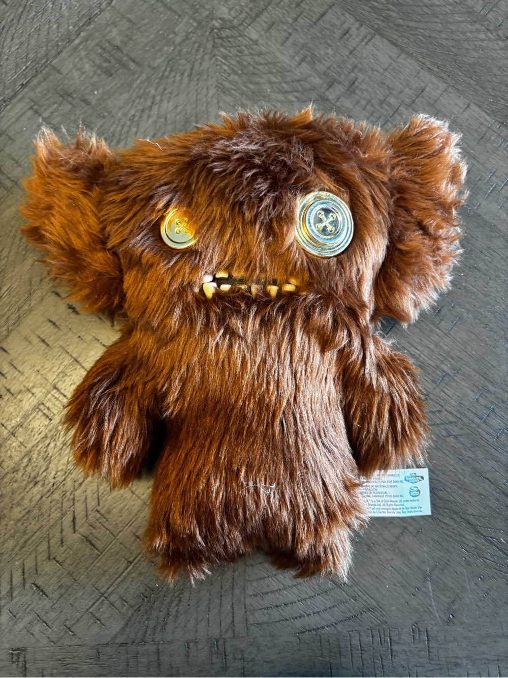 Gold edition fuggler Brown Furry Monster Plush Toy with Button Eyes - Kids Toy